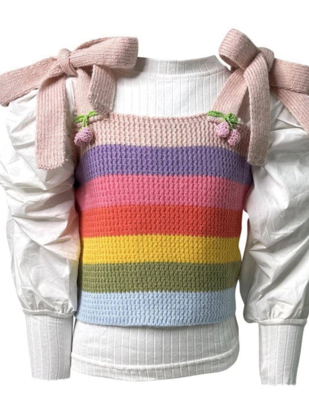 Lola + The Boys Rainbow Knit stripe Kids top